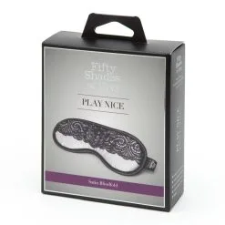Fifty Shades Of Grey Masque Dentelle Et Satin Play Nice Noir & Gris -Pas Cher SexToys Magasin fifty shades of grey play nice satin lace blindfold 2