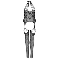 LEG AVENUE Combinaison Porte-Jarretelles 89292 Résille & Dentelle Florale Noire -Pas Cher SexToys Magasin leg avenue combinaison porte jarretelles 89292 noir 2