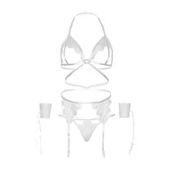 LEG AVENUE Ensemble 4 Pièces Ouvert 81653 Dentelle Blanche & Menottes -Pas Cher SexToys Magasin leg avenue ensemble 4 pieces 81653 dentelle blanche 5