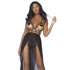LEG AVENUE Robe Longue à Lanière Noire -Pas Cher SexToys Magasin leg avenue robe longue a laniere noire 2
