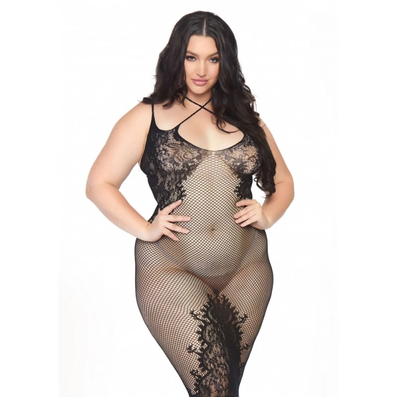 LEG AVENUE Robe Longue Résille & Dentelle Noire GT 4 LEG AVENUE Robe Longue Résille & Dentelle Noire GT – Image 2