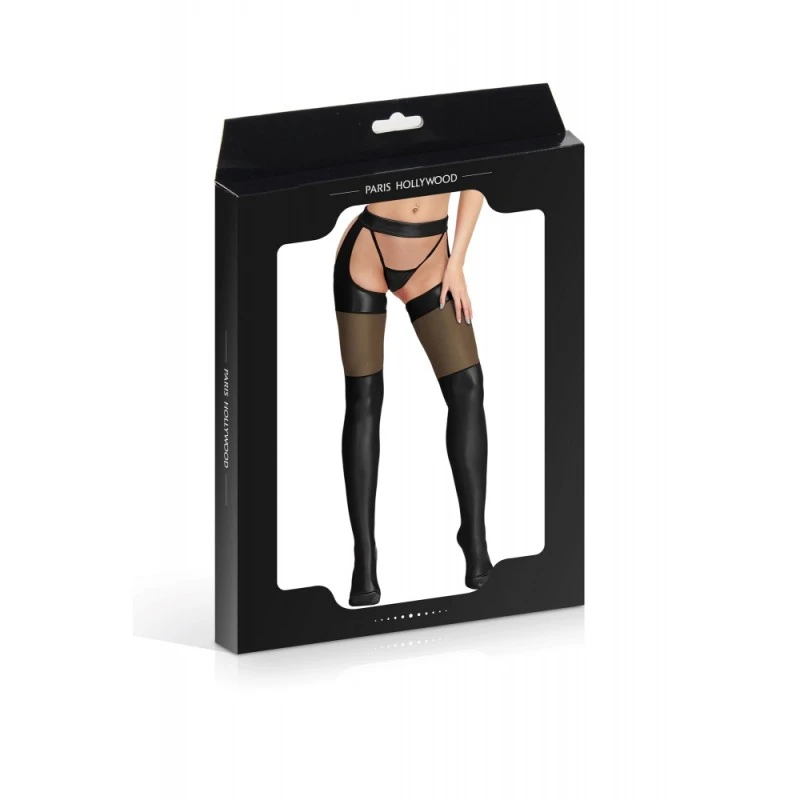 PARIS HOLLYWOOD Collant String Ouvert Effet Wetlook Noir 4 PARIS HOLLYWOOD Collant String Ouvert Effet Wetlook Noir – Image 2