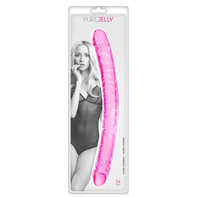PURE JELLY Double Dong 34 Cm Cristal Veiné Rose 5 PURE JELLY Double Dong 34 Cm Cristal Veiné Rose – Image 3