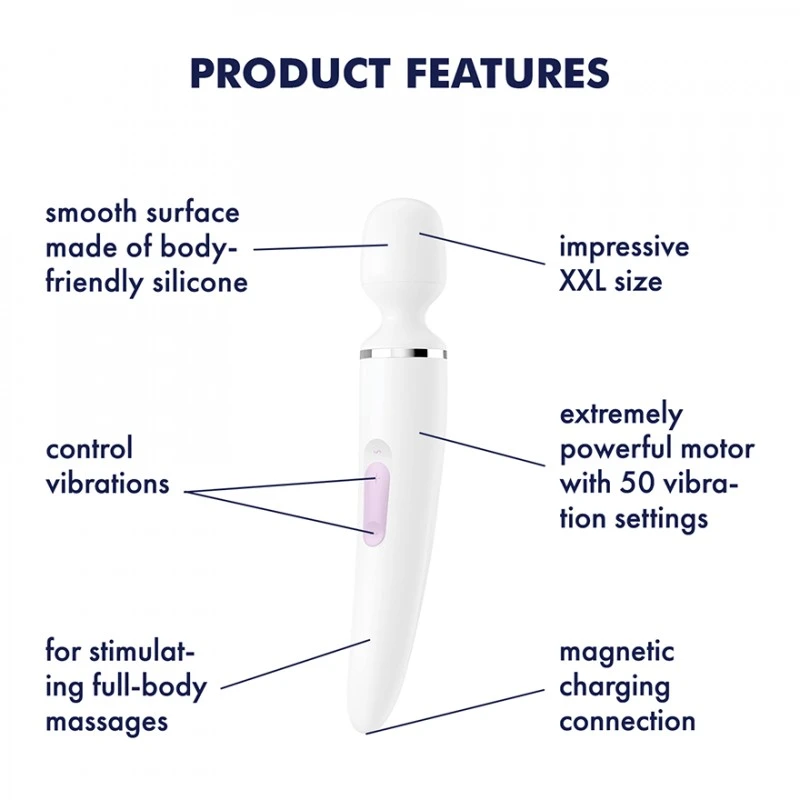 Vibromasseur Wand Satisfyer Wand-er Women Blanc 7 Vibromasseur Wand Satisfyer Wand-er Women Blanc – Image 5